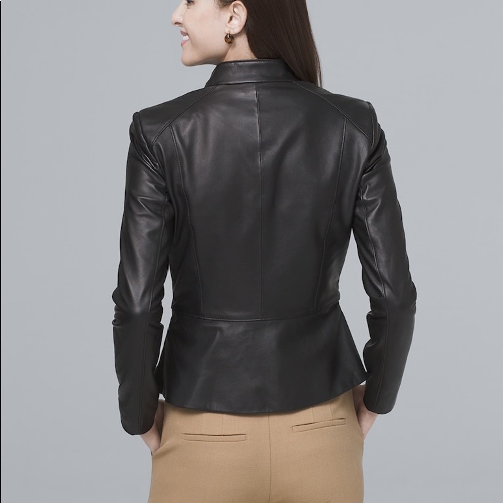 Black ruffle leather jacket